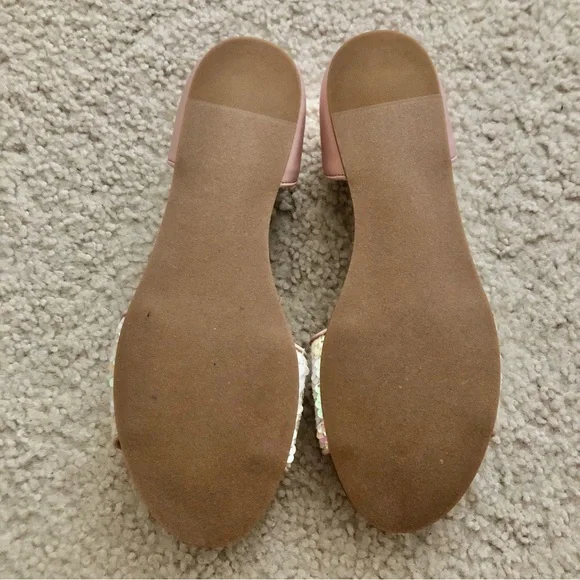 Steve Madden Women’s Sandals Sidestep Sequined Slip On Flats - Picture 6 of 14